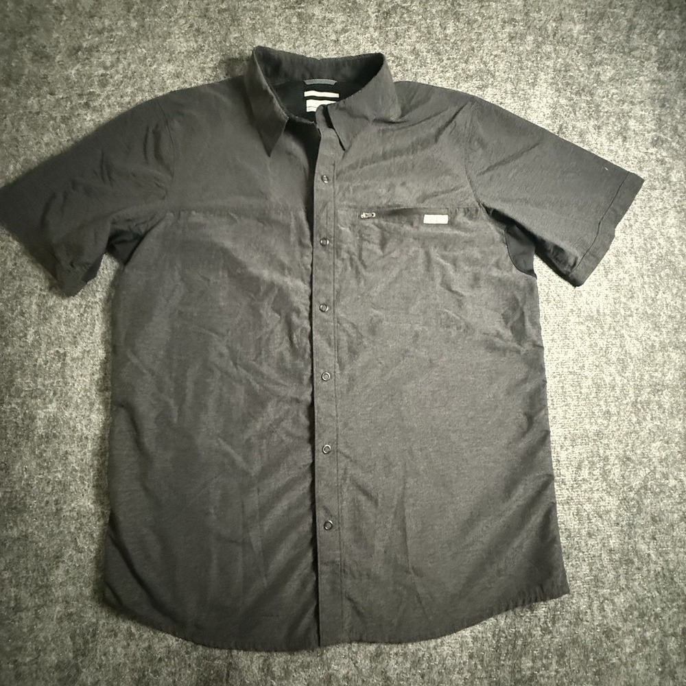 Men's XL Columbia Omni Shade Sun Protection Black Snap Shirt Outdoor Fishing